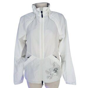 LOLE Lightweight Ventilated Running Rain Jacket White /Gray Lots of Pockets Sz M